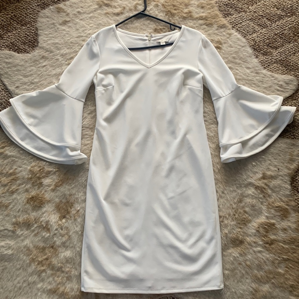 White bell sleeve cocktail dress